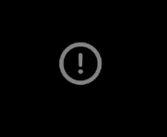 Startup screen showing a circle with an exclamation mark.
