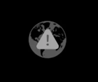 Startup screen showing a globe with a warning symbol.
